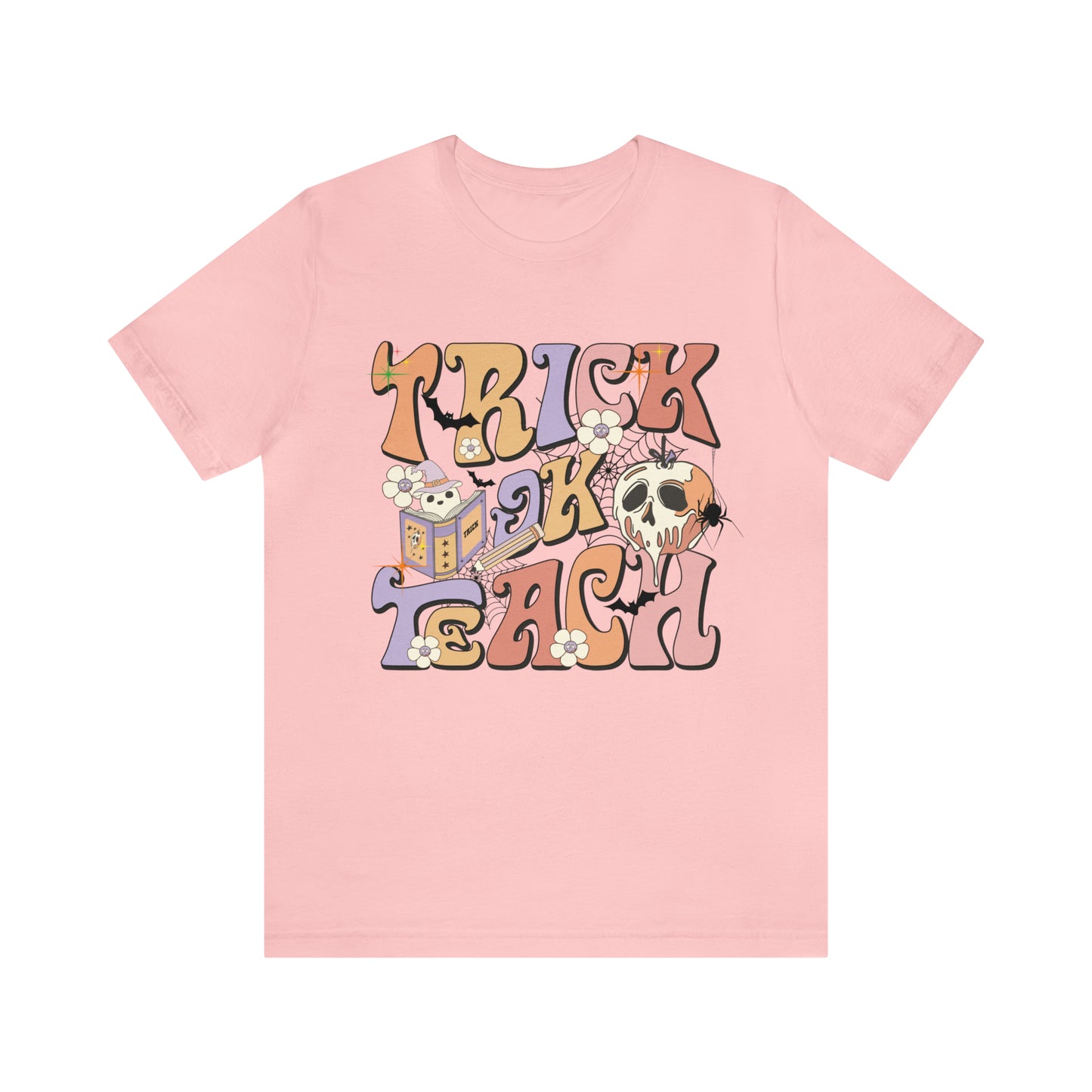 Trick or Teach Cute Vintage Graphic Tee, Halloween Party Fall Shirts, Teacher Appreciation Gift, Retro Teacher Halloween Shirt, T756