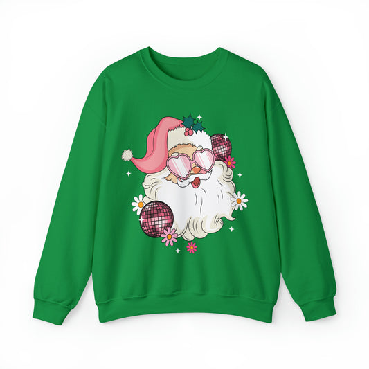 Disco Santa Sweatshirt Pink Santa Sweatshirt Funny Holiday Pullover, Retro Hippy Santa Shirt for Christmas Preppy Christmas Sweatshirt, S924