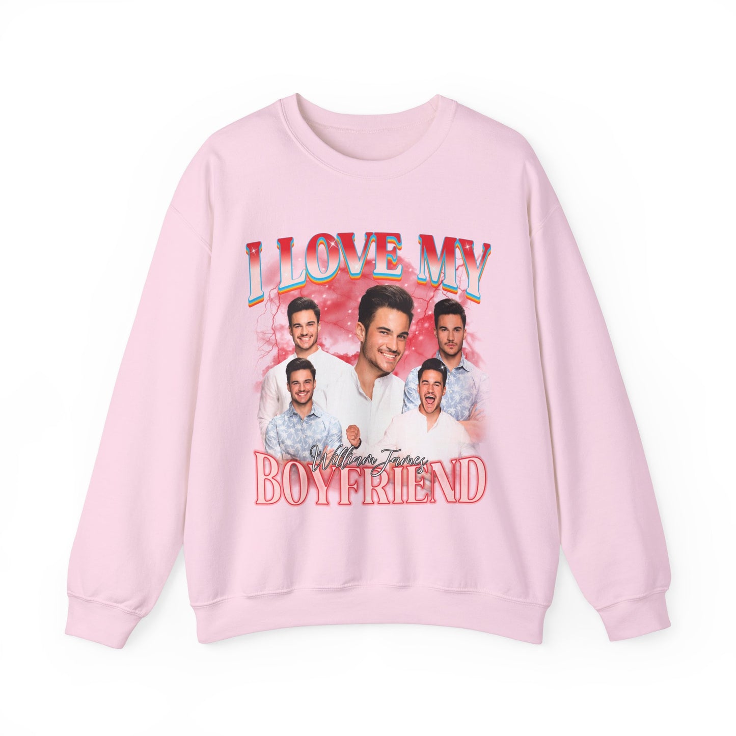 Custom I Love My Boyfriend Sweatshirt, Customized Photo Bootleg Rap Sweatshirt, Valentine Matching Couple Sweatshirt, SW1358