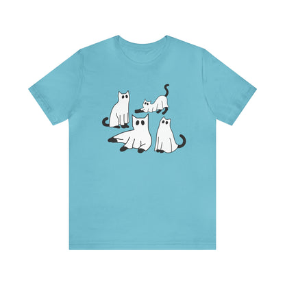 Cat Halloween tshirt, Ghost Halloween Shirt, Ghost Cat Shirt, Fall tshirt for Women, T525