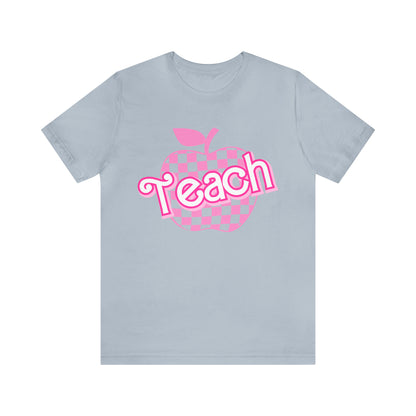 Pink Checkered Teacher Shirts, Trendy Teacher T Shirt, Retro Back to school, Teacher Appreciation, Apple Checkered Teacher Tee, T738