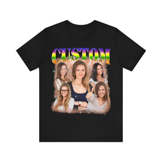 Custom Photo Bootleg Girlfriend Rainbow 90s Retro Vintage T-Shirt, Shirt with Face for Boyfriend Birthday Gift, Pictures Bootleg Tee, T1529