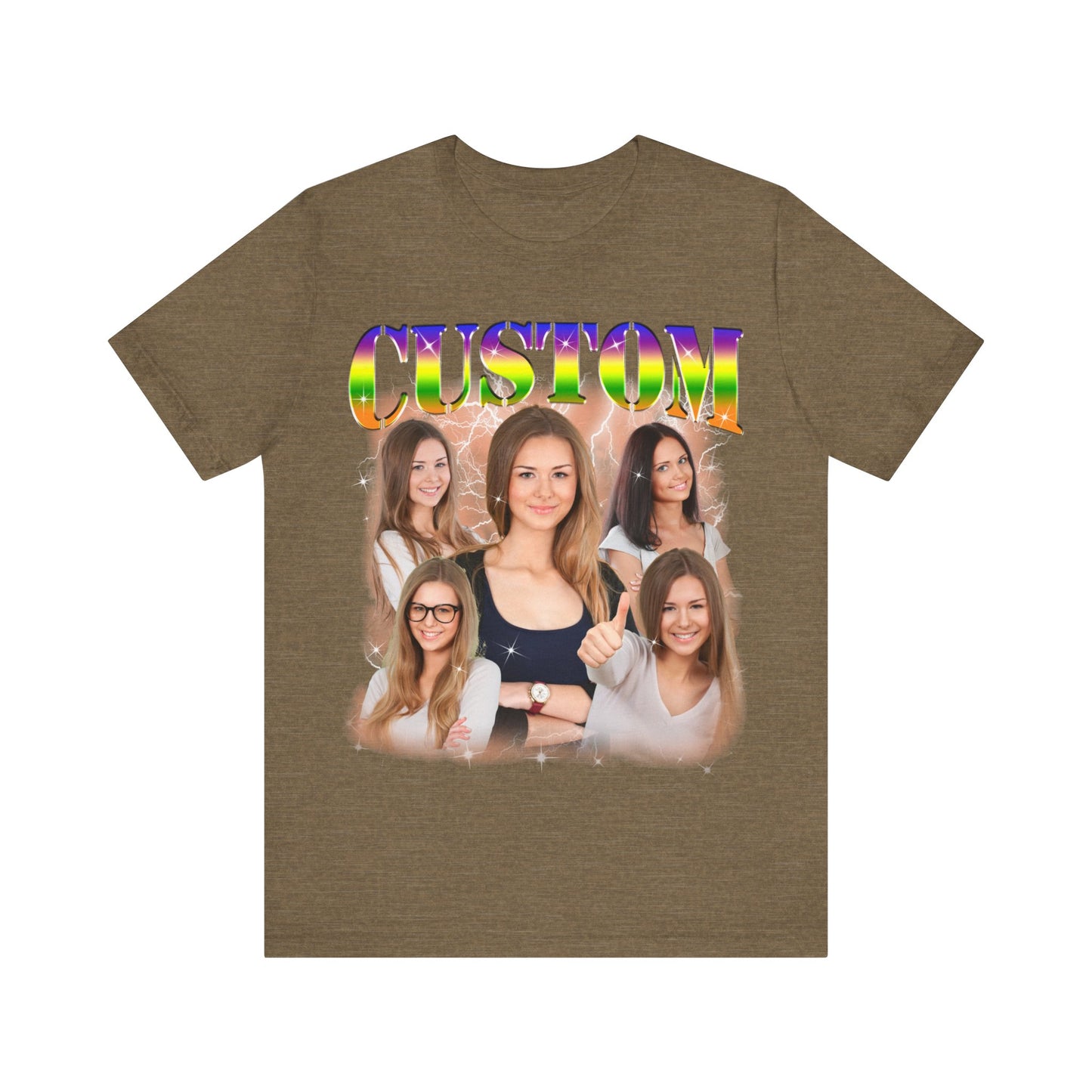 Custom Photo Bootleg Girlfriend Rainbow 90s Retro Vintage T-Shirt, Shirt with Face for Boyfriend Birthday Gift, Pictures Bootleg Tee, T1529
