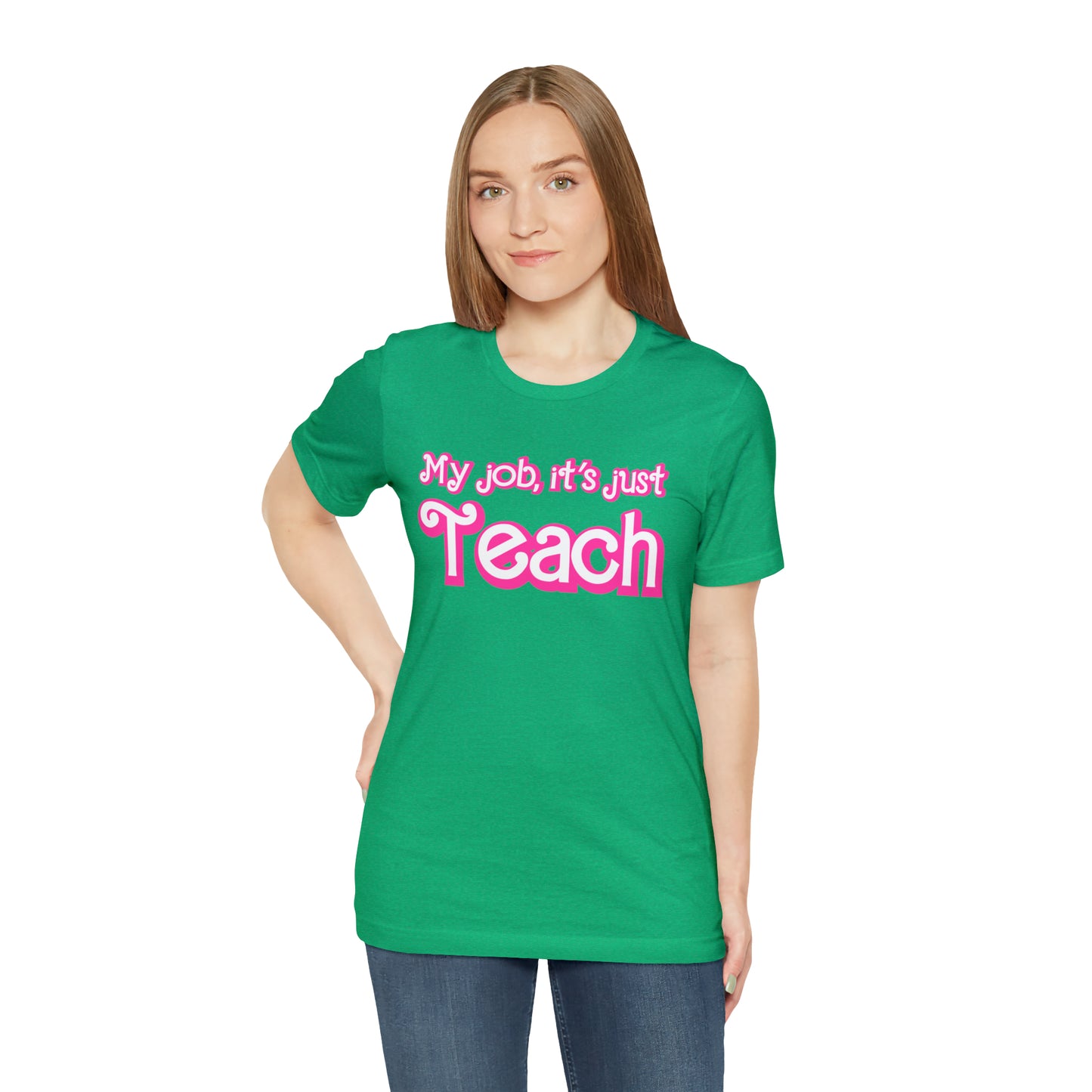 My Job is Just Teach Shirt, Pink Teacher Shirt, Trendy Teacher Shirt, Retro Back to school, Checkered Teacher Tee, Gifts For Teacher, T735