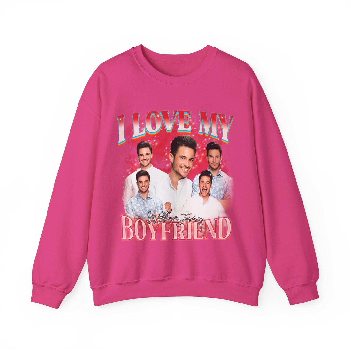 Custom I Love My Boyfriend Sweatshirt, Customized Photo Bootleg Rap Sweatshirt, Valentine Matching Couple Sweatshirt, SW1358