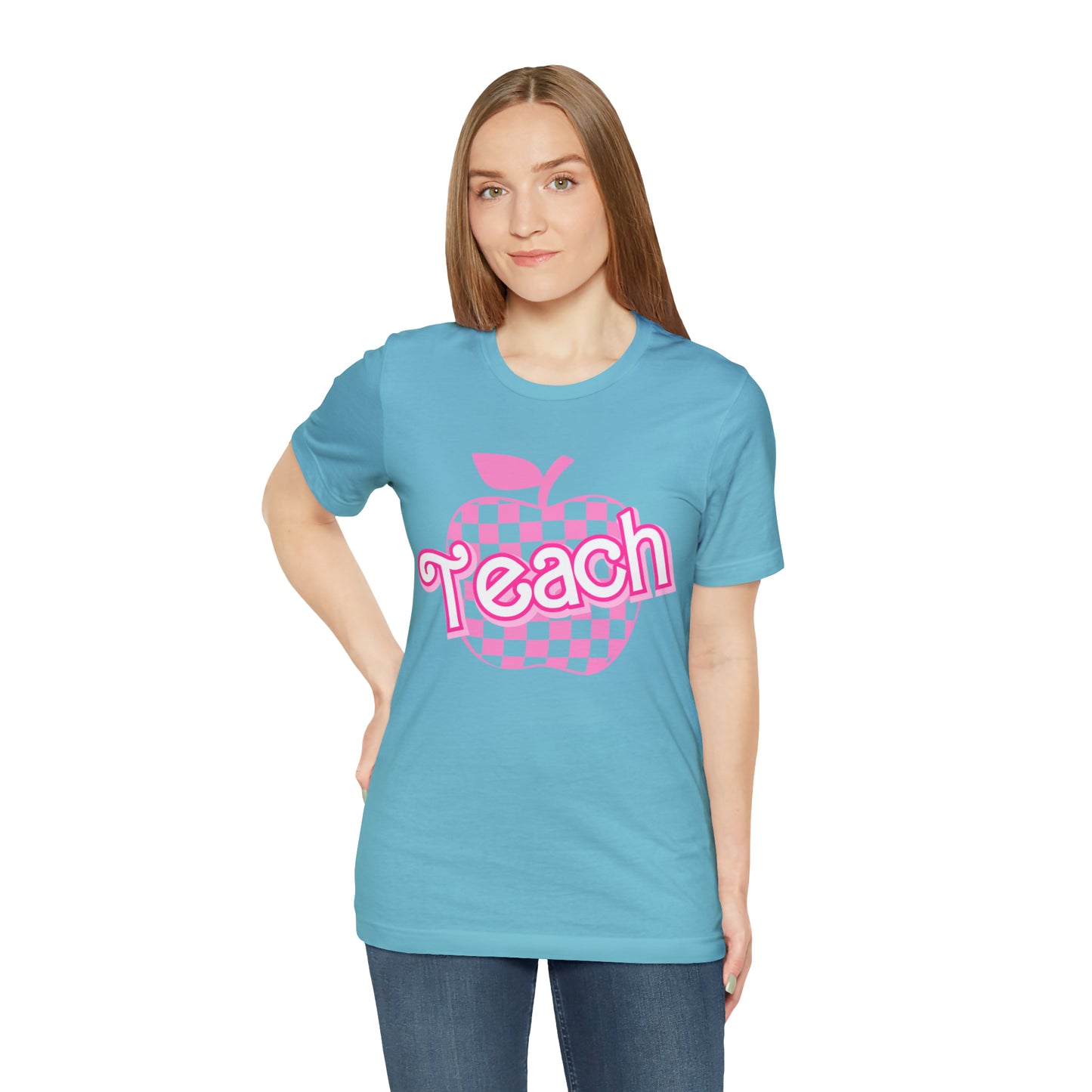 Pink Checkered Teacher Shirts, Trendy Teacher T Shirt, Retro Back to school, Teacher Appreciation, Apple Checkered Teacher Tee, T738