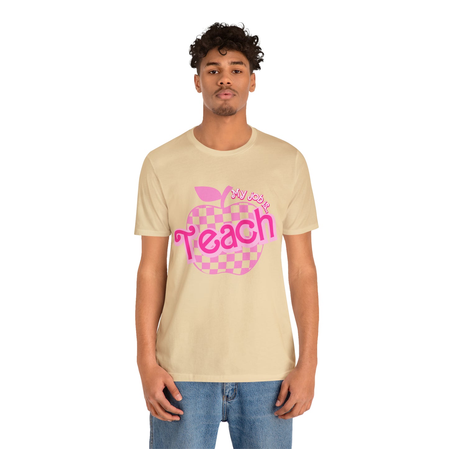 My Job is Teach Shirt, Pink Teacher Shirts, Trendy Teacher T Shirt, Retro Back to school, Teacher Appreciation, Checkered Teacher Tee, T736