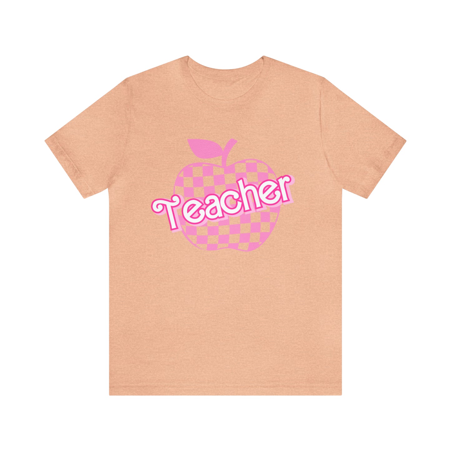 Pink Checkered Teacher Shirts, Trendy Teacher T Shirt, Retro Back to school, Teacher Appreciation, Apple Checkered Teacher Tee, T740