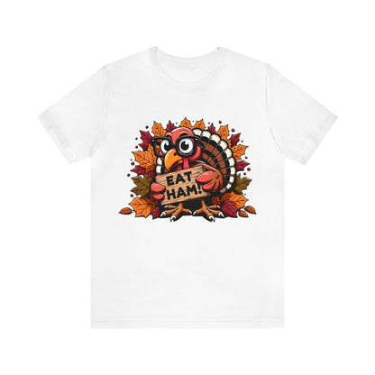 Cute Turkey Eat Ham shirt, Girls Thanksgiving T-shirt, Leopard Print Turkey Shirt, Thankful Shirt, Fall Shirt, Thanksgiving Food Shirt, T858