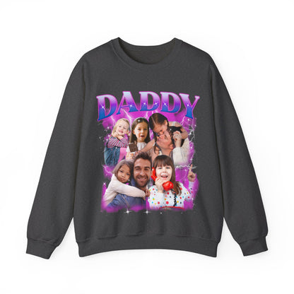 Custom Bootleg Rap Daddy Tee, Custom Photo Daddy Sweatshirt, Dad Shirt With Kid Face Photos Custom Father's Day Gift, Face Father Gift S1648