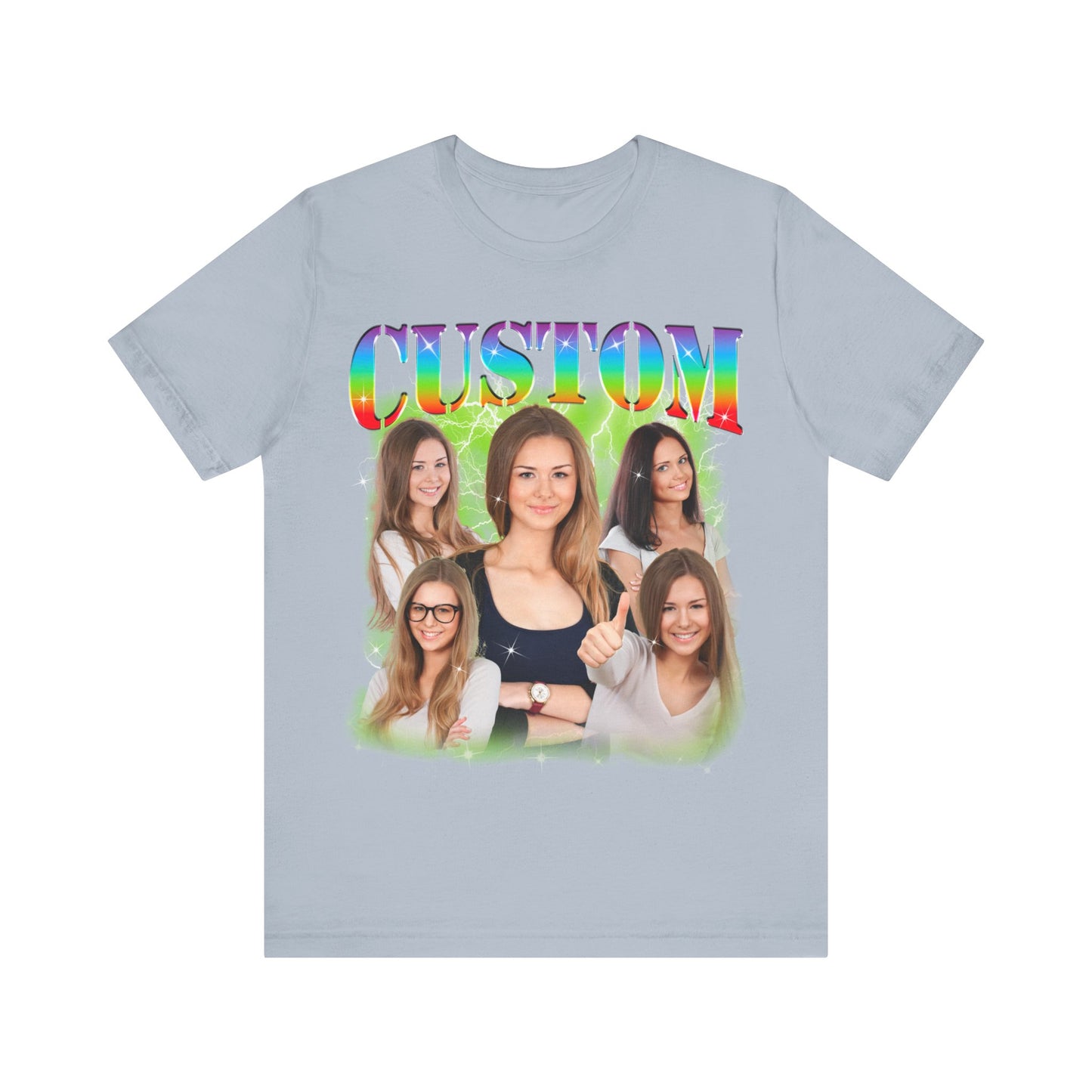 Custom Photo Bootleg Girlfriend Rainbow 90s Retro Vintage T-Shirt, Shirt with Face for Boyfriend Birthday Gift, Pictures Bootleg Tee, T1527