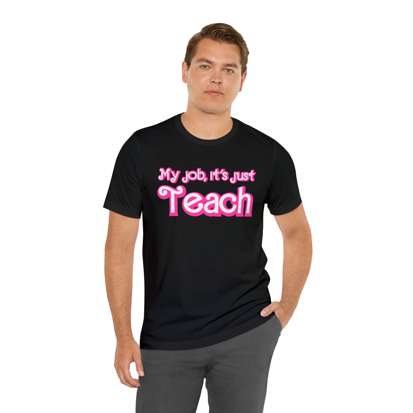 My Job is Just Teach Shirt, Pink Teacher Shirt, Trendy Teacher Shirt, Retro Back to school, Checkered Teacher Tee, Gifts For Teacher, T735