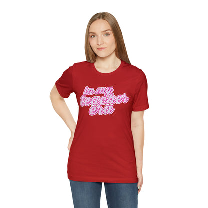 In My Teacher Era Shirt, 3D Teacher Pink Shirt, Teacher Shirts Trendy, Teacher Appreciation Checkered Teacher Tee, Gifts for Teachers, T781