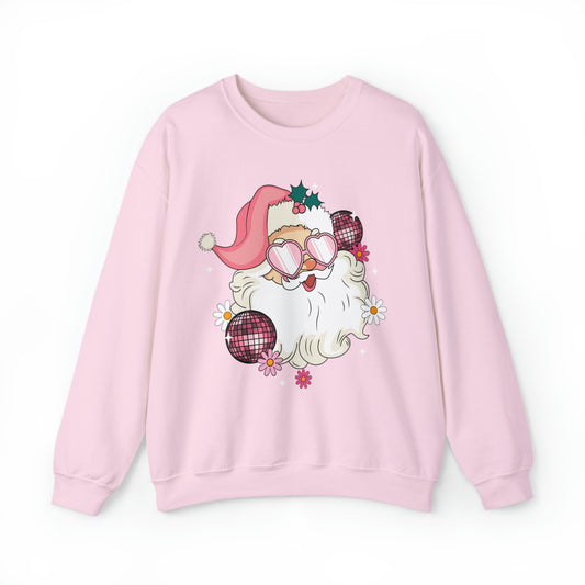 Disco Santa Sweatshirt Pink Santa Sweatshirt Funny Holiday Pullover Retro Hippy Santa Shirt for Christmas Preppy Christmas Sweatshirt, SW924