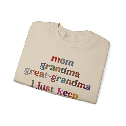 Mom Grandma Great-Grandma I Just Keep Being Blessed Sweatshirt, Pregnancy Announcement Sweatshirt, Baby Reveal To Family Sweatshirt, S1271