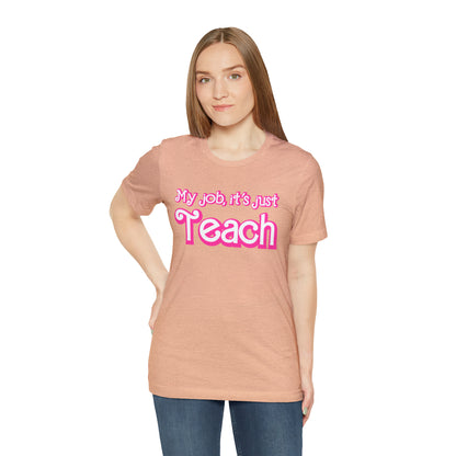 My Job is Just Teach Shirt, Pink Teacher Shirt, Trendy Teacher Shirt, Retro Back to school, Checkered Teacher Tee, Gifts For Teacher, T735