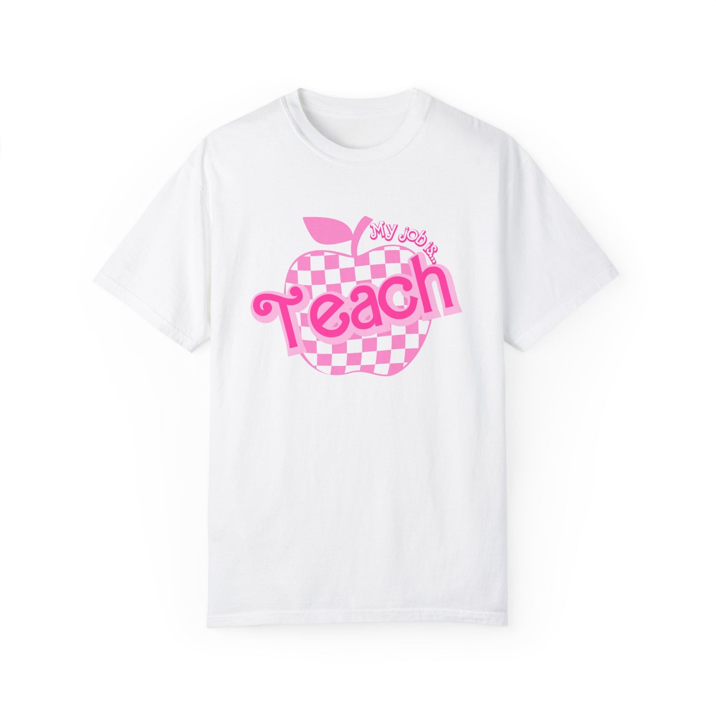 My Job is Teach Shirt, Pink Teacher Shirts, Trendy Teacher T Shirt, Retro Back to school, Teacher Appreciation, Checkered Teacher Tee, CC736