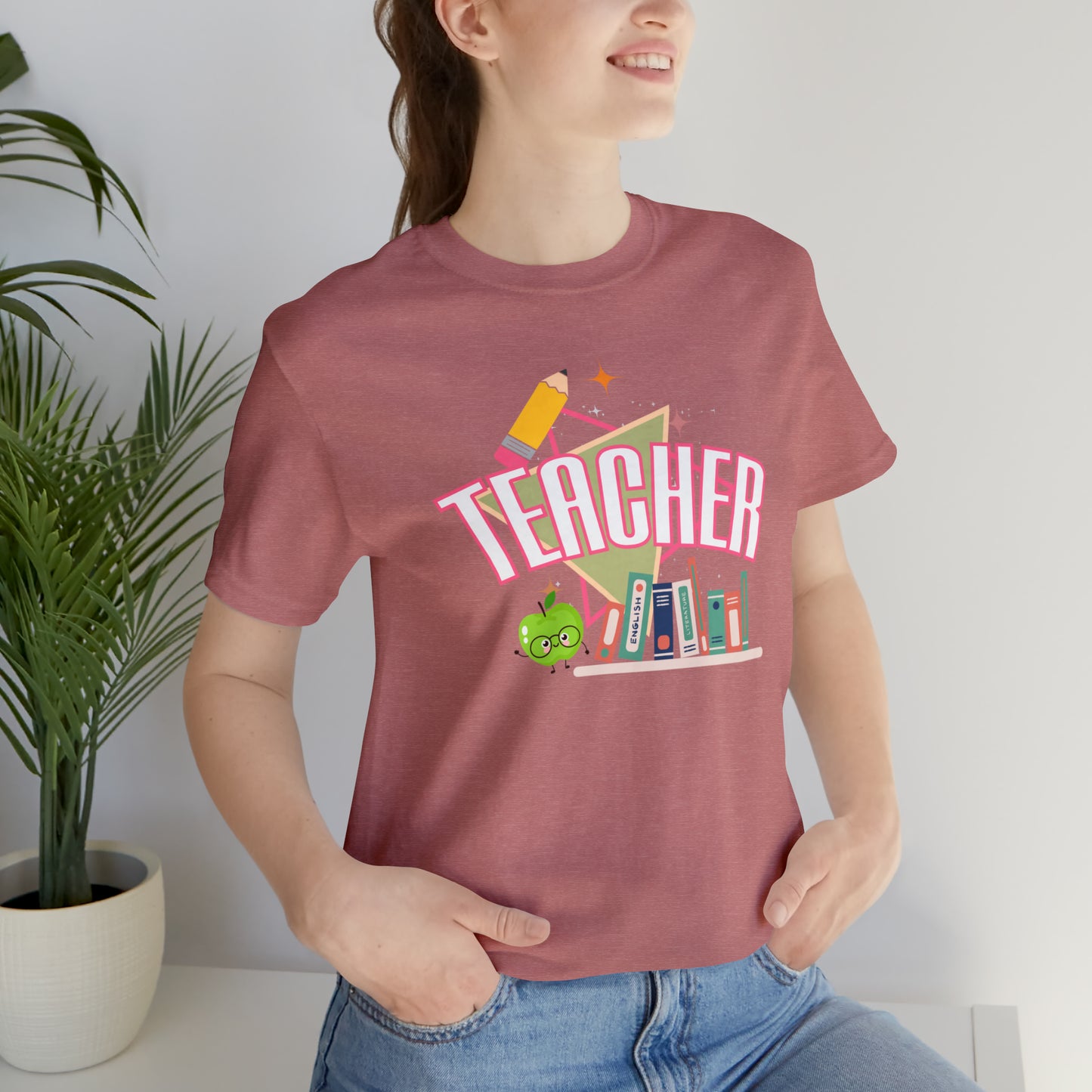 Pink Teacher Shirt, colorful teacher shirt, Teacher shirt, 90s shirt, 90s teacher shirt, colorful school shirt, T541