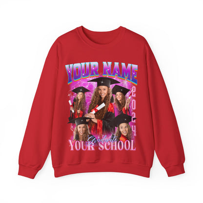 Graduation Party Sweatshirt, Custom Bootleg Rap Tee For Graduation, Custom Graduation Sweatshirt, Custom Photo Graduate Sweatshirt, S1634