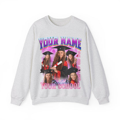 Graduation Party Sweatshirt, Custom Bootleg Rap Tee For Graduation, Custom Graduation Sweatshirt, Custom Photo Graduate Sweatshirt, S1634