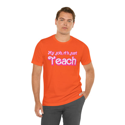 My Job is Just Teach Shirt, Pink Teacher Shirt, Trendy Teacher Shirt, Retro Back to school, Checkered Teacher Tee, Gifts For Teacher, T735