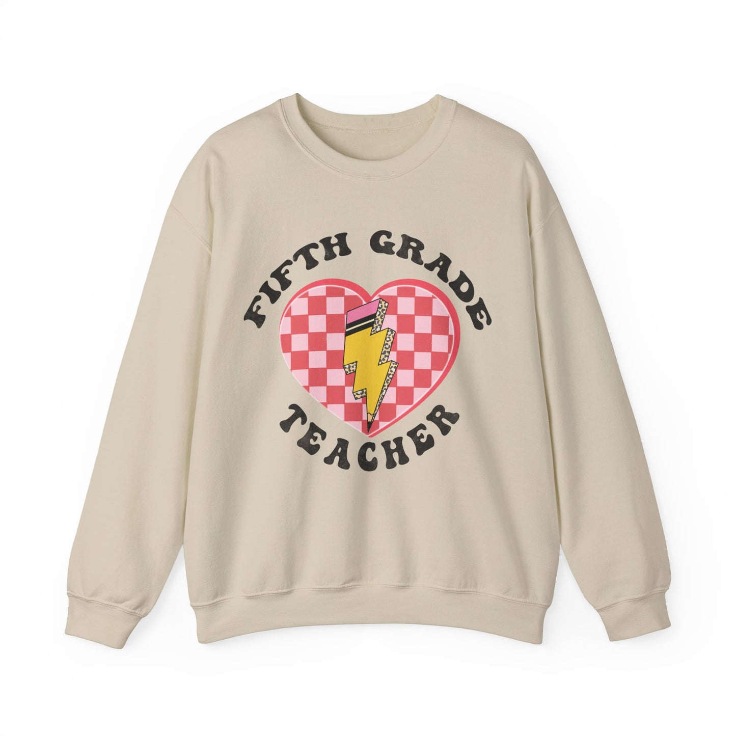 Fifth Grade Teacher Valentine's Sweatshirt Teacher Sweatshirt Retro 5th Grade Back to school, Teacher Appreciation Checkered Teacher, S1243