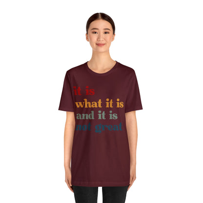 It Is What It Is And It Is Not Great Shirt, Funny Quote Shirt, Funny Meme Shirt, Funny Mood Shirt, Shirt for Women, Gift for Women, T1512