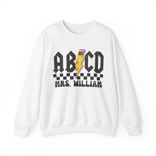Custom Retro ABCD Teacher Name Sweatshirt For Back to School, Teacher Appreciation Gift, Custom Name Teacher Sweatshirt Cute Trendy, S1219