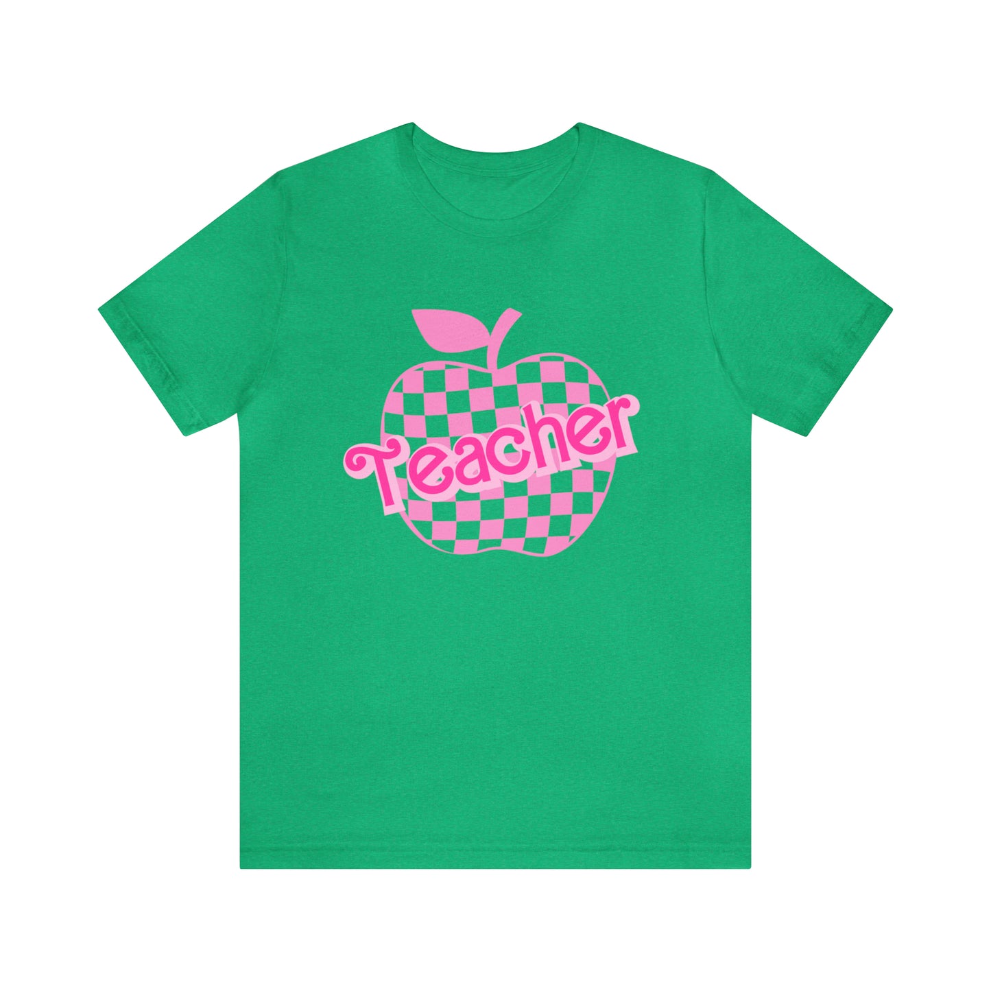 Pink Checkered Teacher Shirts, Trendy Teacher T Shirt, Retro Back to school, Teacher Appreciation, Apple Checkered Teacher Tee, T739