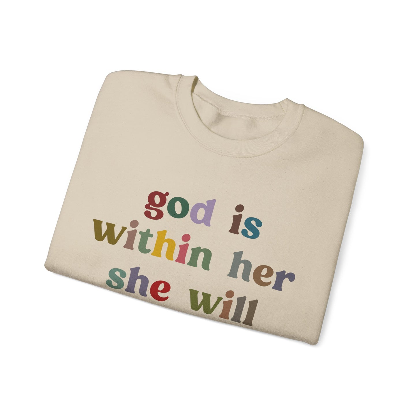 God Is Within Her She Will Not Fall Sweatshirt, Godly Woman Sweatshirt, Religious Women Sweatshirt, Jesus Lover Sweatshirt, S1236