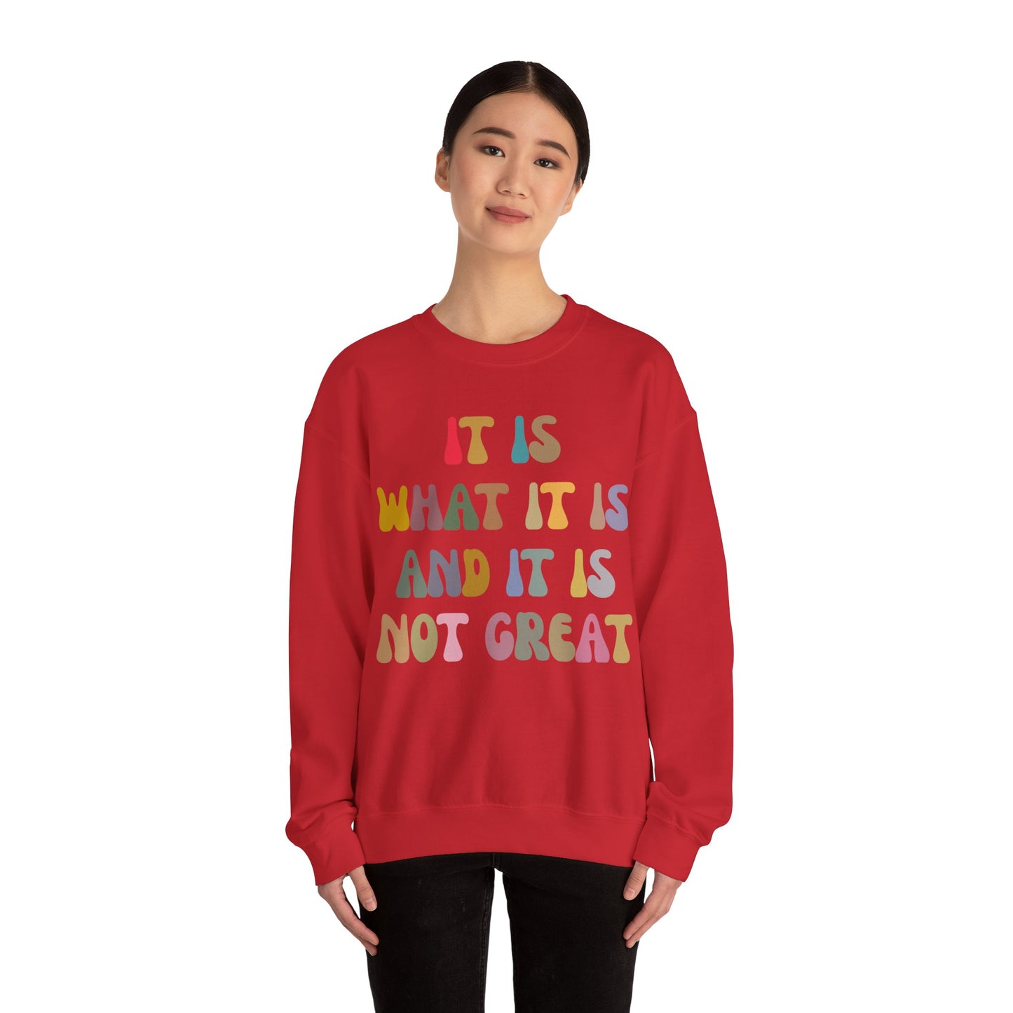 It Is What It Is And It Is Not Great Sweatshirt, Funny Quote Sweatshirt, Funny Meme Sweatshirt, Funny Mood Sweatshirt, S1513