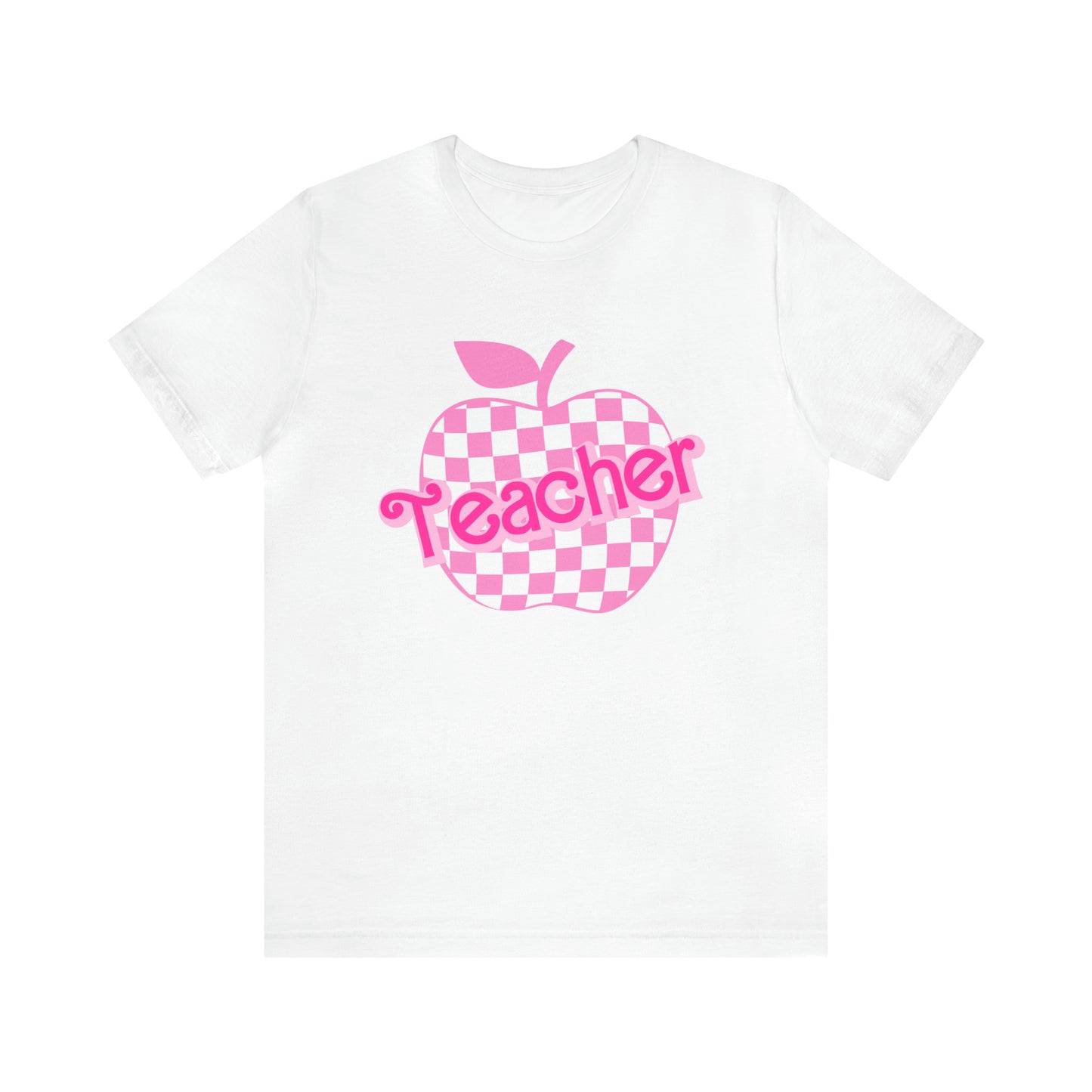 Pink Checkered Teacher Shirts, Trendy Teacher T Shirt, Retro Back to school, Teacher Appreciation, Apple Checkered Teacher Tee, T739