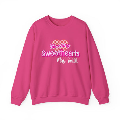 Personalized Teaching Sweethearts Valentines Day Sweatshirt, Teacher Valentine's Day Sweatshirts Teachers, Gift Sweater Hearts Day, SW1274