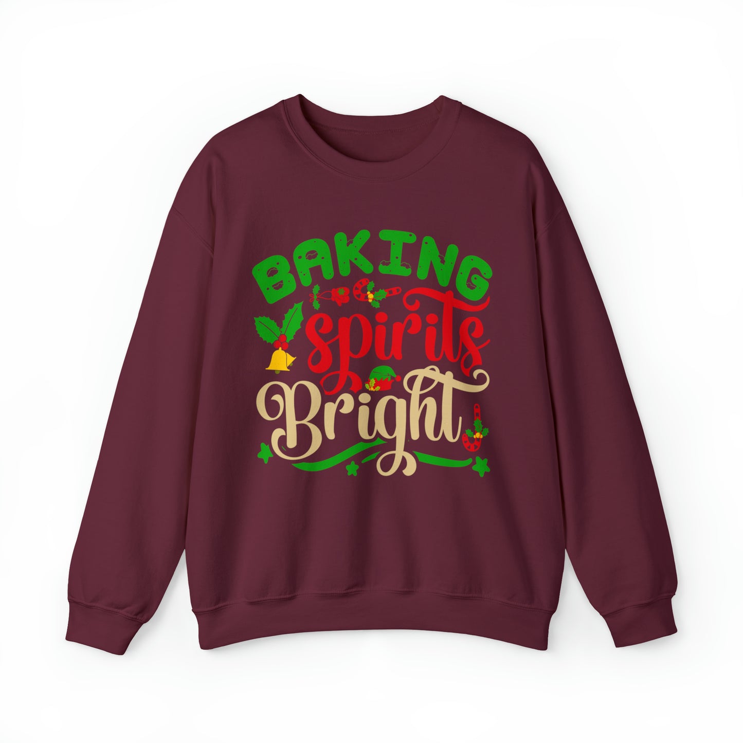 Baking Spirits Bright Sweatshirt, Christmas Cookie Sweatshirt, Funny Baker Sweatshirt, Gift For Cookie Lover, Cute Christmas Cookie, SW934