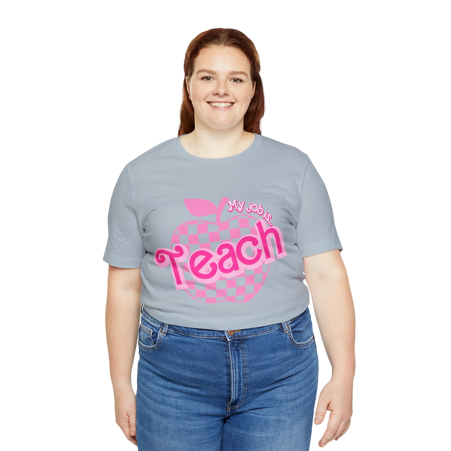 My Job is Teach Shirt, Pink Teacher Shirts, Trendy Teacher T Shirt, Retro Back to school, Teacher Appreciation, Checkered Teacher Tee, T736