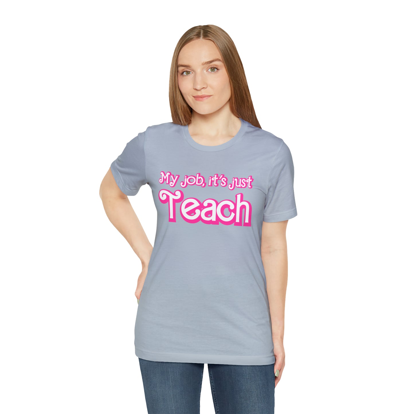 My Job is Just Teach Shirt, Pink Teacher Shirt, Trendy Teacher Shirt, Retro Back to school, Checkered Teacher Tee, Gifts For Teacher, T735