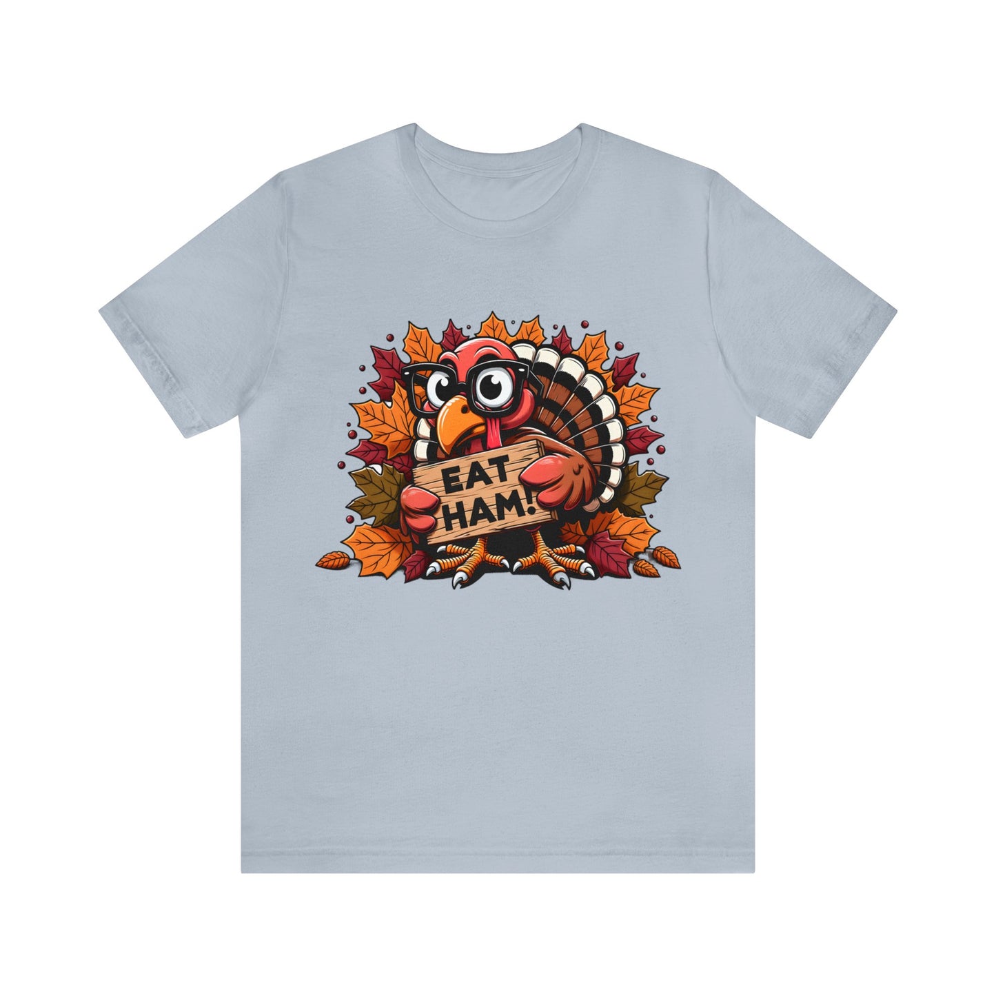 Cute Turkey Eat Ham shirt, Girls Thanksgiving T-shirt, Leopard Print Turkey Shirt, Thankful Shirt, Fall Shirt, Thanksgiving Food Shirt, T858