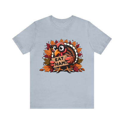 Cute Turkey Eat Ham shirt, Girls Thanksgiving T-shirt, Leopard Print Turkey Shirt, Thankful Shirt, Fall Shirt, Thanksgiving Food Shirt, T858