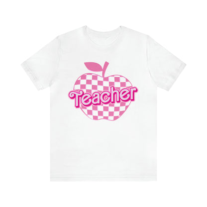 Teacher Shirt, Pink Teacher Shirts, Trendy Teacher Tshirt, Teacher Appreciation Checkered Teacher Tee, Gifts for Teachers, Teacher Era, T795