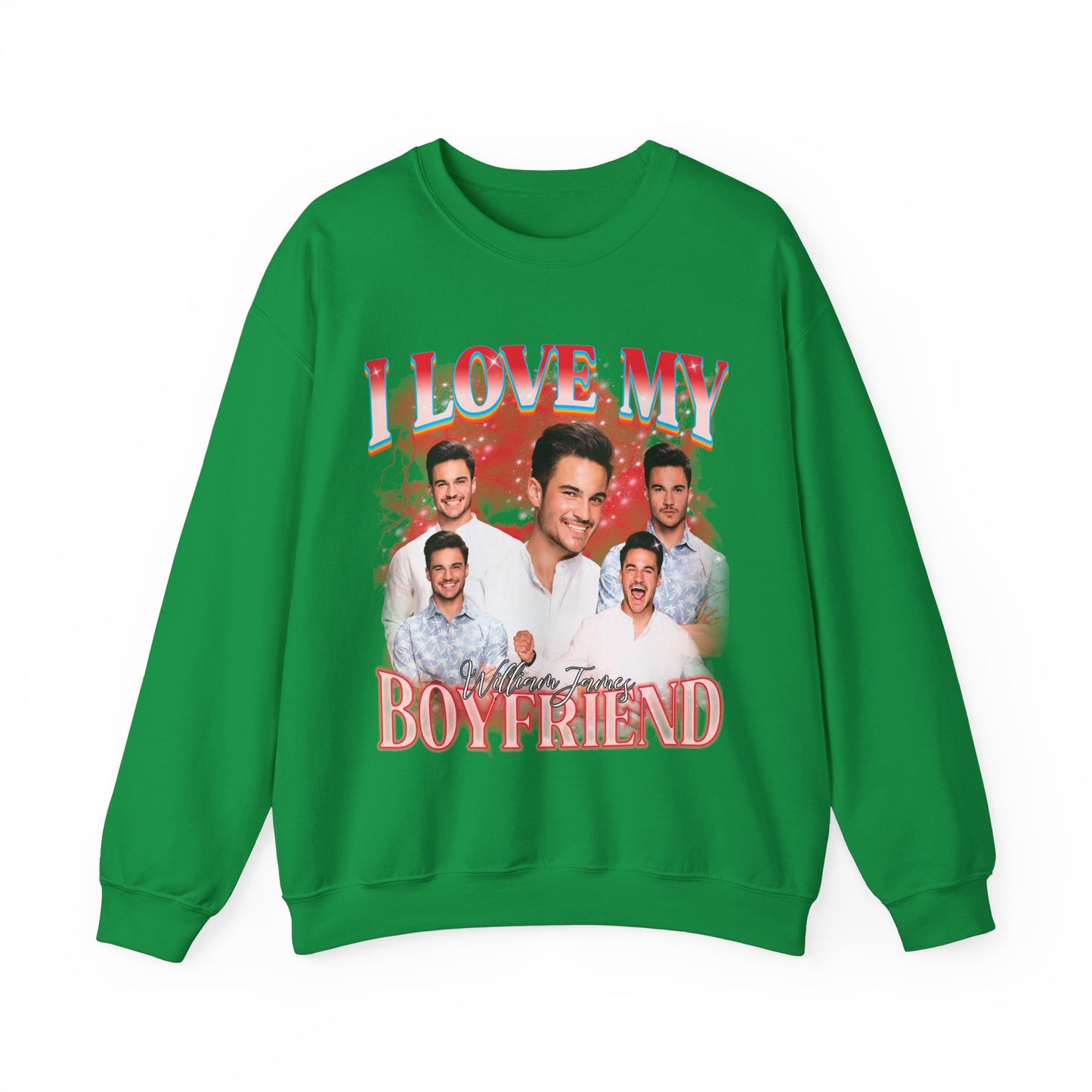 Custom I Love My Boyfriend Sweatshirt, Customized Photo Bootleg Rap Sweatshirt, Valentine Matching Couple Sweatshirt, SW1358