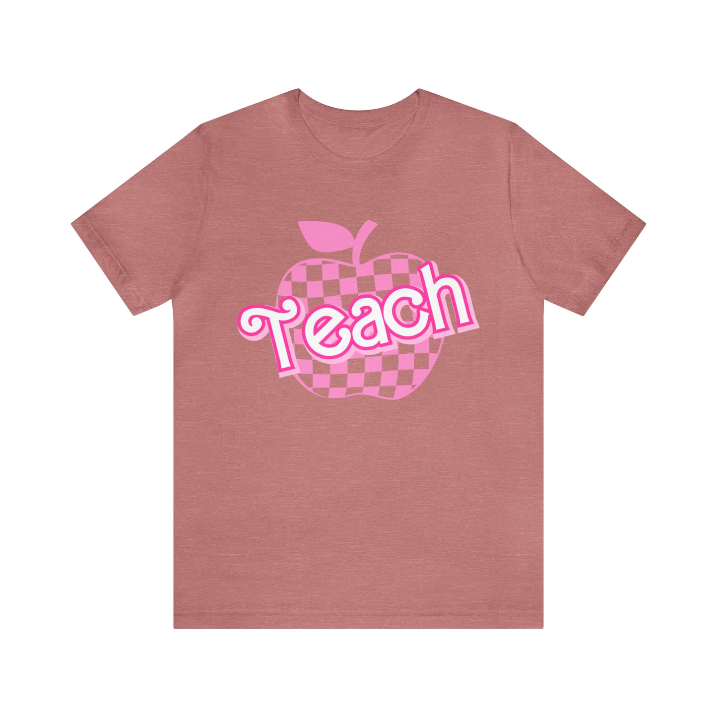 Pink Checkered Teacher Shirts, Trendy Teacher T Shirt, Retro Back to school, Teacher Appreciation, Apple Checkered Teacher Tee, T738