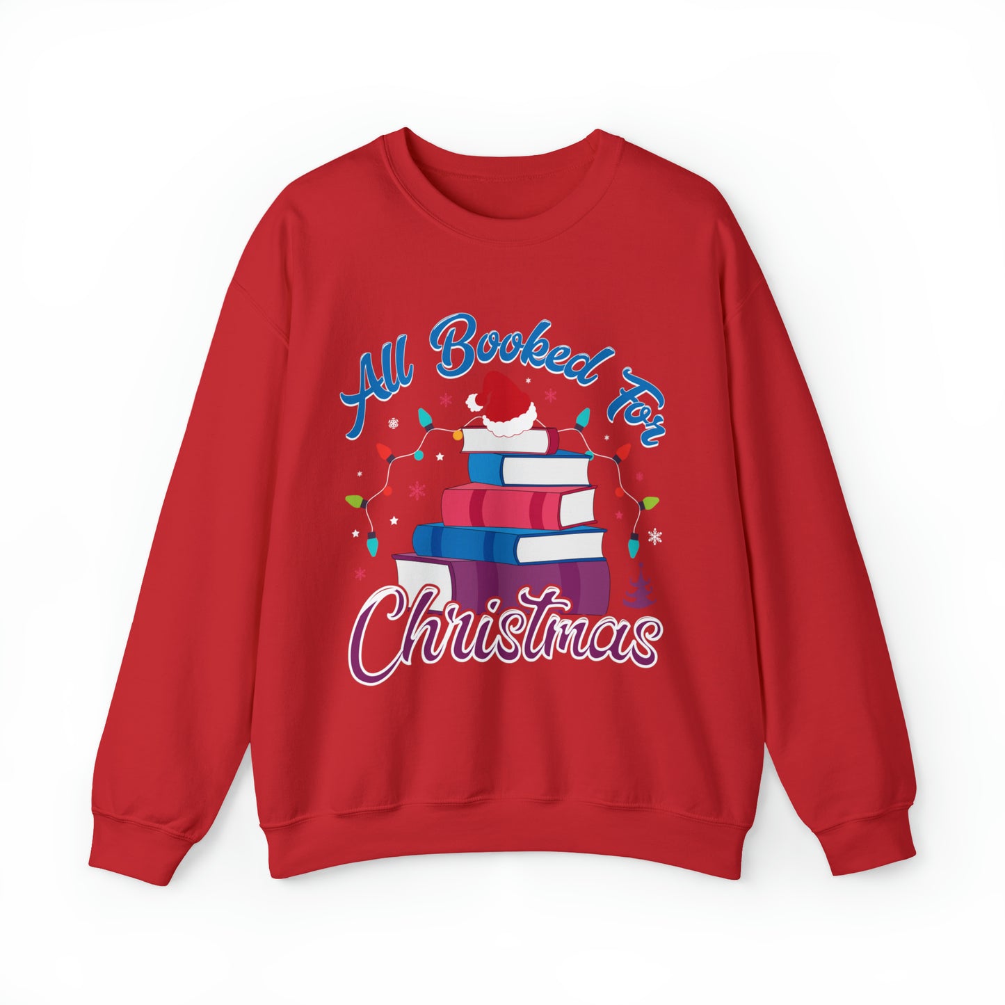 All Booked For Christmas Sweatshirt, Christmas Holiday Gift for Librarians, Books Christmas Tree Sweatshirt, Book Lover Sweatshirt, SW906