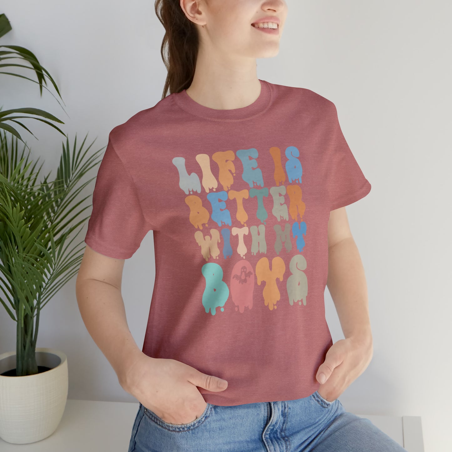 Cute Boy Mom Shirt for Birthday Gift for Mom, Life is better with my boys Shirt for Halloween Gift, T309