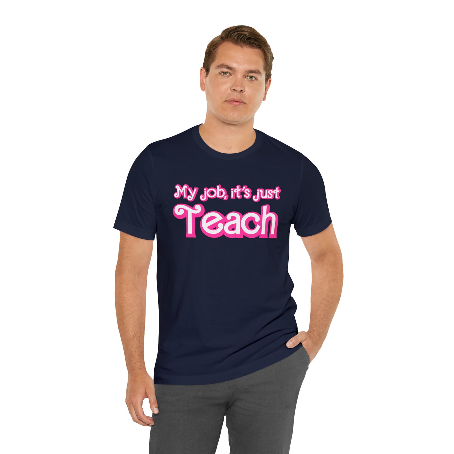 My Job is Just Teach Shirt, Pink Teacher Shirt, Trendy Teacher Shirt, Retro Back to school, Checkered Teacher Tee, Gifts For Teacher, T735