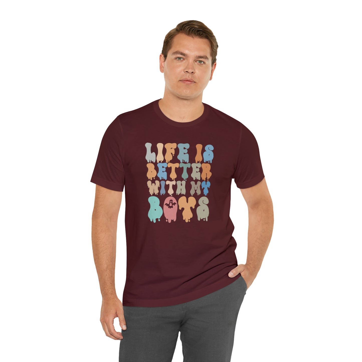 Cute Boy Mom Shirt for Birthday Gift for Mom, Life is better with my boys Shirt for Halloween Gift, T309