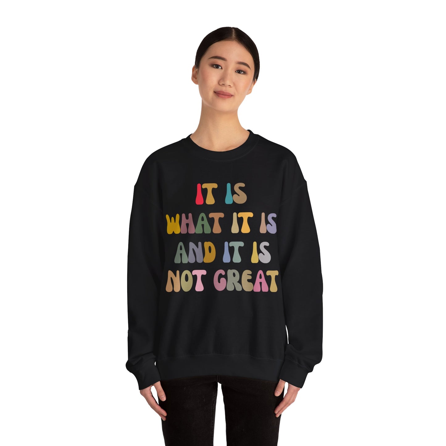 It Is What It Is And It Is Not Great Sweatshirt, Funny Quote Sweatshirt, Funny Meme Sweatshirt, Funny Mood Sweatshirt, S1513