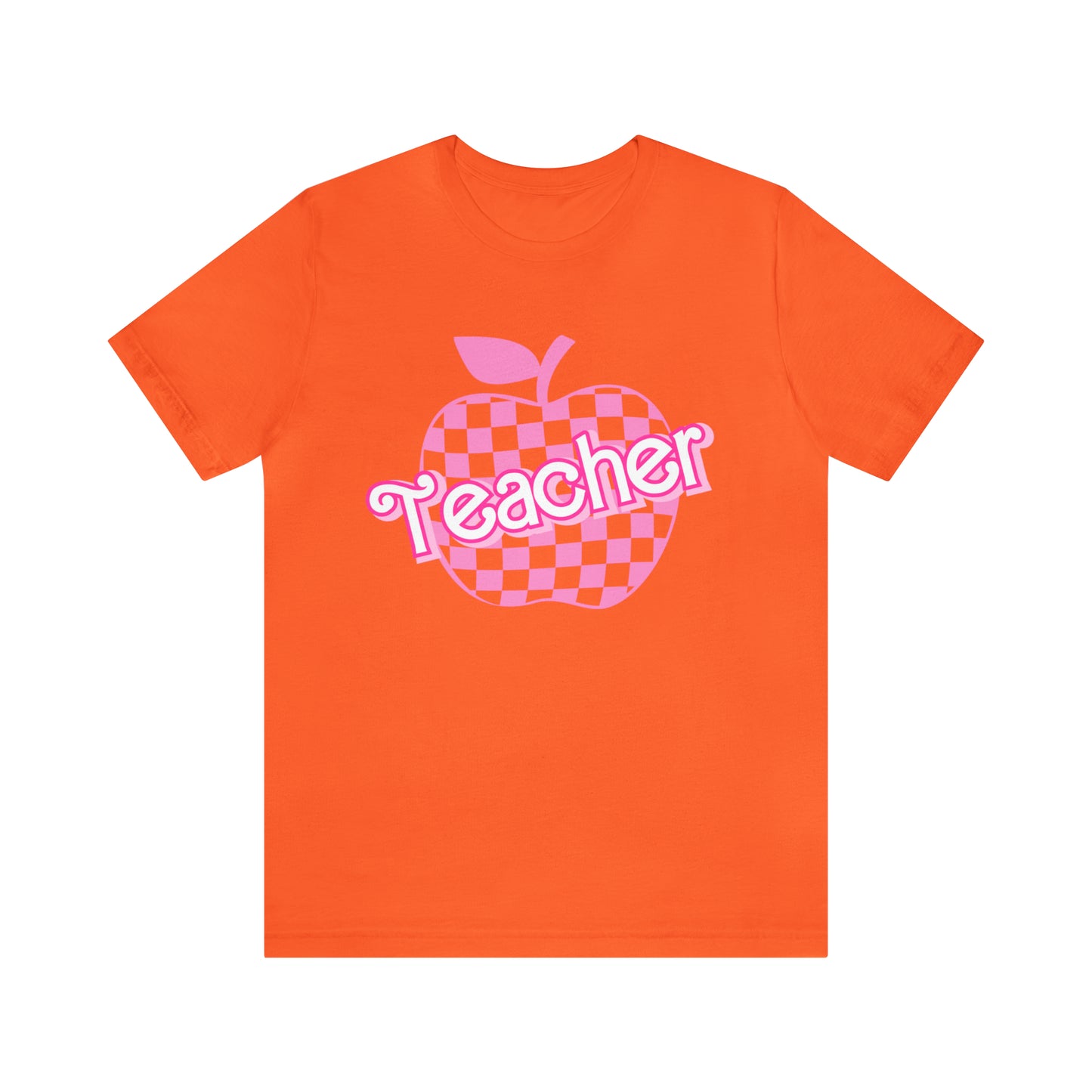 Pink Checkered Teacher Shirts, Trendy Teacher T Shirt, Retro Back to school, Teacher Appreciation, Apple Checkered Teacher Tee, T740