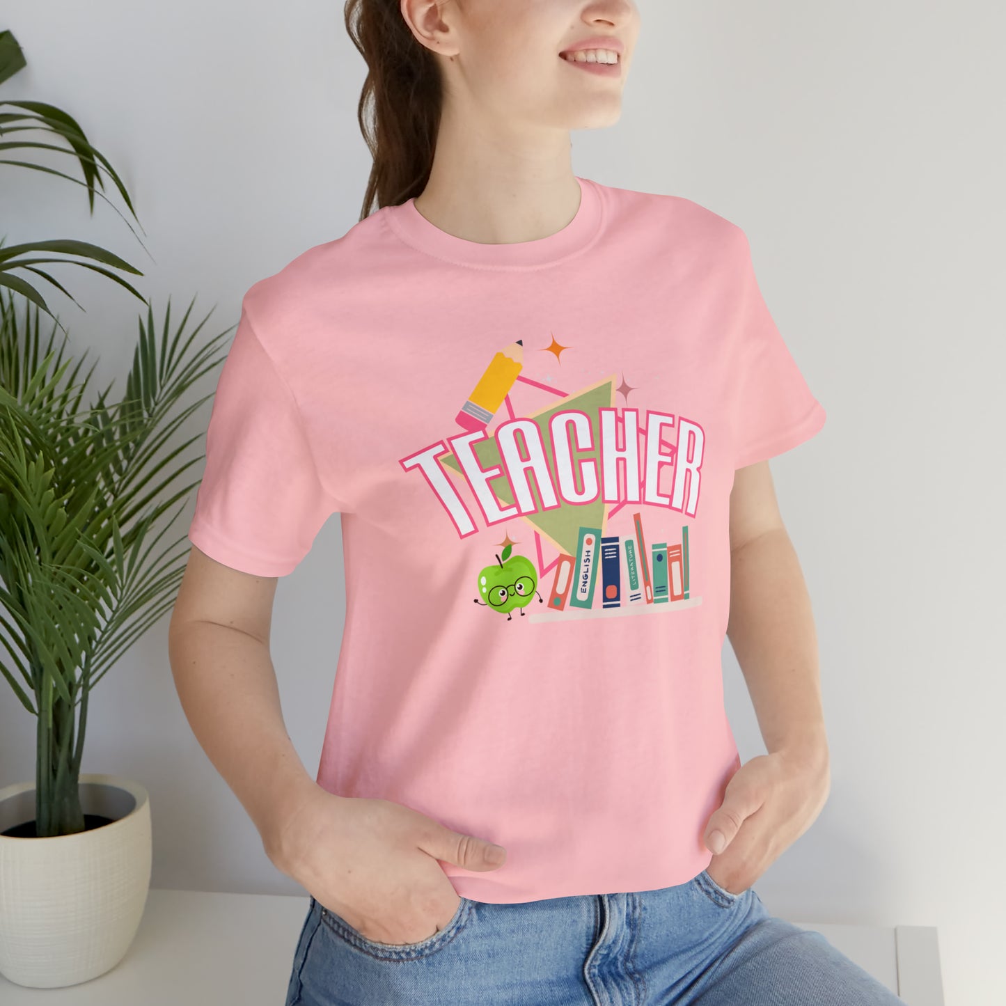 Pink Teacher Shirt, colorful teacher shirt, Teacher shirt, 90s shirt, 90s teacher shirt, colorful school shirt, T541