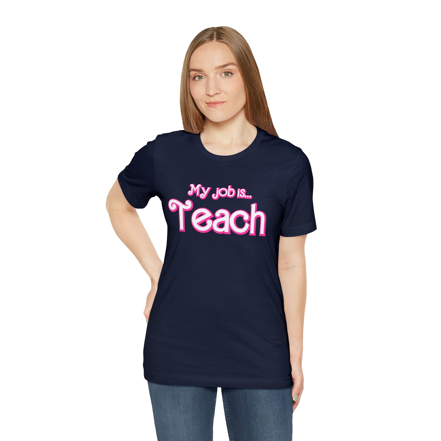 My Job is Teach Shirt, Pink Teacher Shirts, Trendy Teacher T Shirt, Retro Back to school, Teacher Appreciation, Checkered Teacher Tee, T734