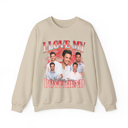 Custom I Love My Boyfriend Sweatshirt, Customized Photo Bootleg Rap Sweatshirt, Valentine Matching Couple Sweatshirt, SW1358